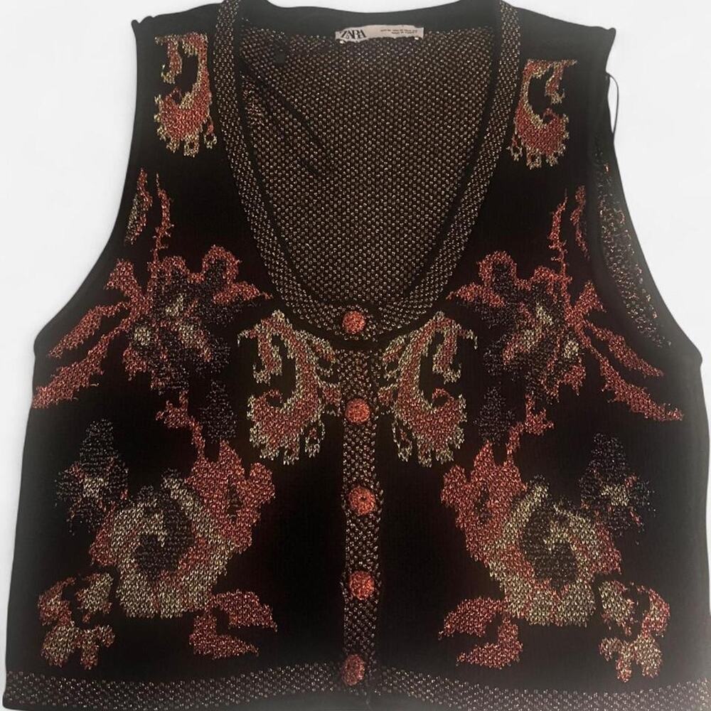 ZARA Embroidered Knit Vest – Size Medium (USA M / EUR M)